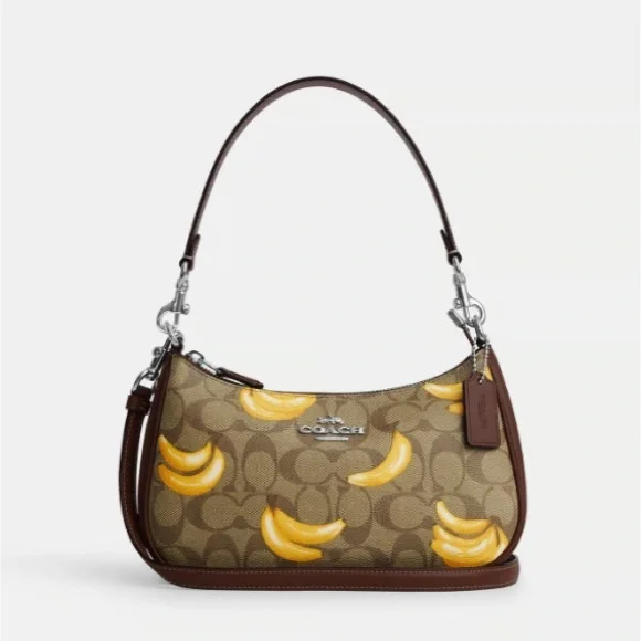 NWT COACH TERI SHOULDER BAG IN SIGNATURE CANVAS WITH BANANA PRINT (CR289) - Picture 10 of 12